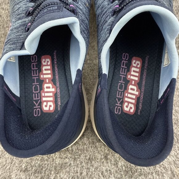 ✅ Womens 6 Skechers Slip-Ins Memory Foam Athletic Sneakers Blue Casual Comfort - Picture 3 of 13
